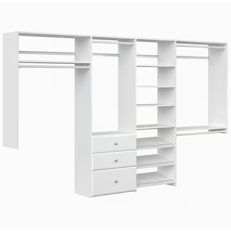 6-Ft to 10-Ft W X 6-Ft H White Solid Shelving Wood Closet System