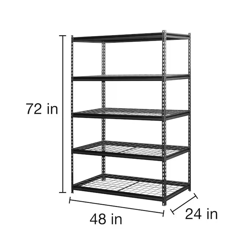 Metal Heavy Duty 5-Tier Utility Shelving Unit (48-In W X 24-In D X 72-In H) Gray, (1000-Lb Capacity per Shelf)
