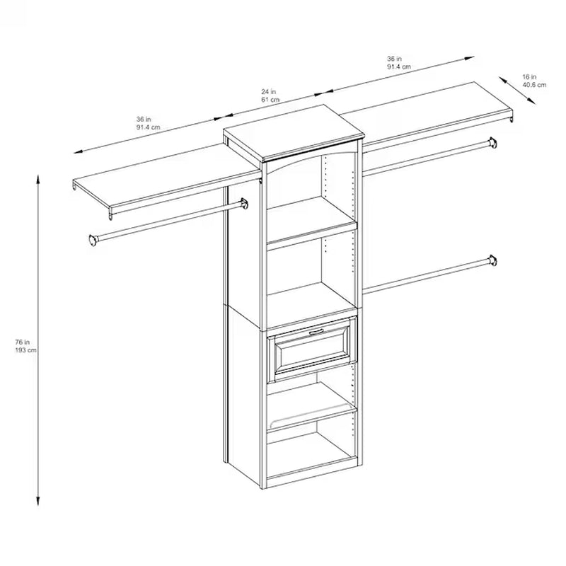 Hartford 5-Ft to 8-Ft W X 6.33-Ft H White Solid Shelving Wood Closet System