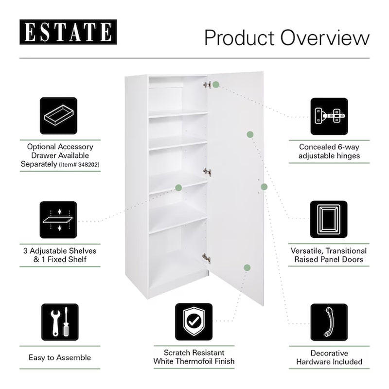 23.75-In W X 70.375-In H Wood Composite White Wall-Mount Utility Storage Cabinet