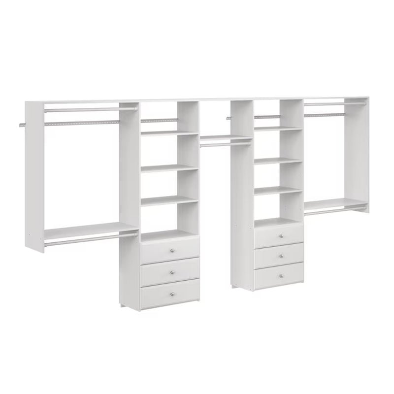 10.09-Ft to 12.09-Ft W X 6-Ft H White Solid Shelving Wood Closet System