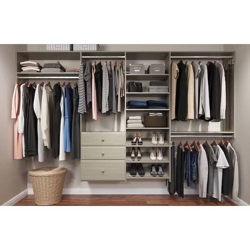 6-Ft to 10-Ft W X 6-Ft H White Solid Shelving Wood Closet System