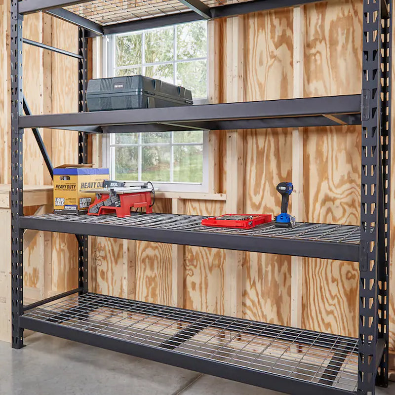Muscle Rack Steel Heavy Duty 4-Tier Utility (84-In W X 24-In D X 84-In H) Gray, (1500-Lb Capacity per Shelf)
