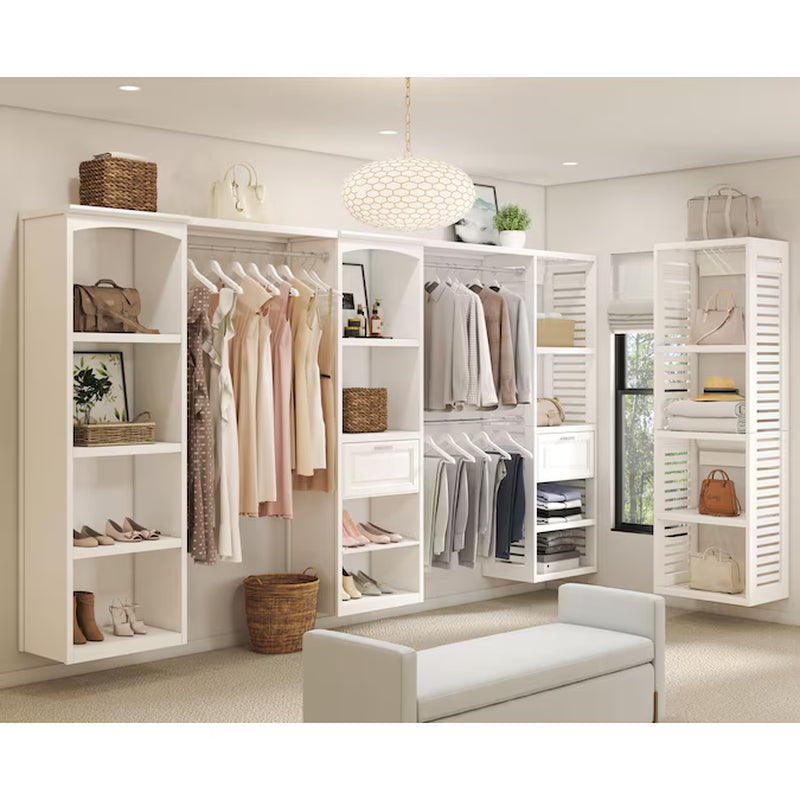 Hartford 5-Ft to 8-Ft W X 6.33-Ft H White Ventilated Shelving Wood Closet System