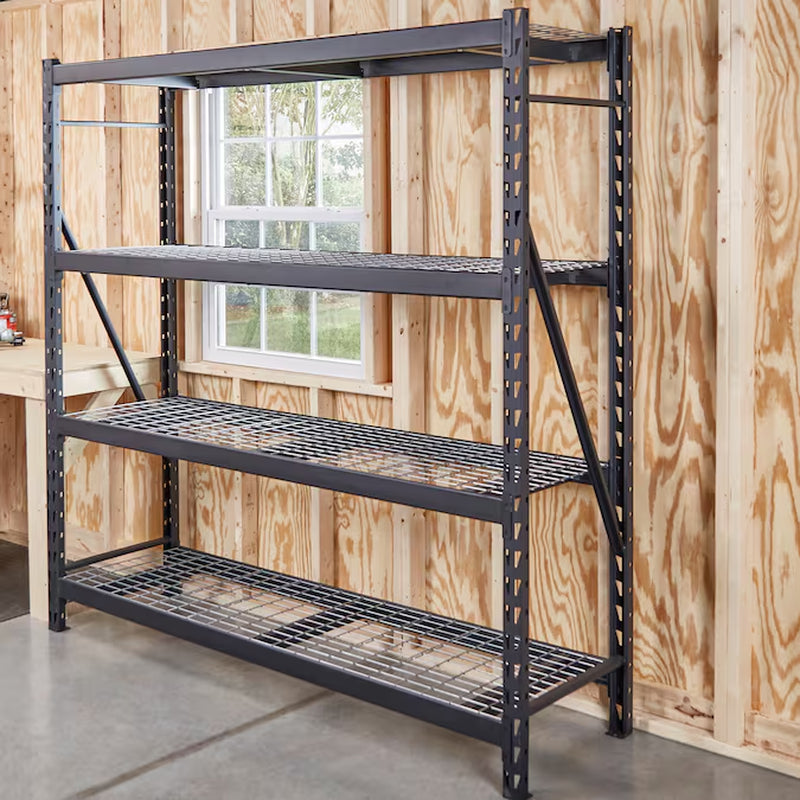 Muscle Rack Steel Heavy Duty 4-Tier Utility (84-In W X 24-In D X 84-In H) Gray, (1500-Lb Capacity per Shelf)