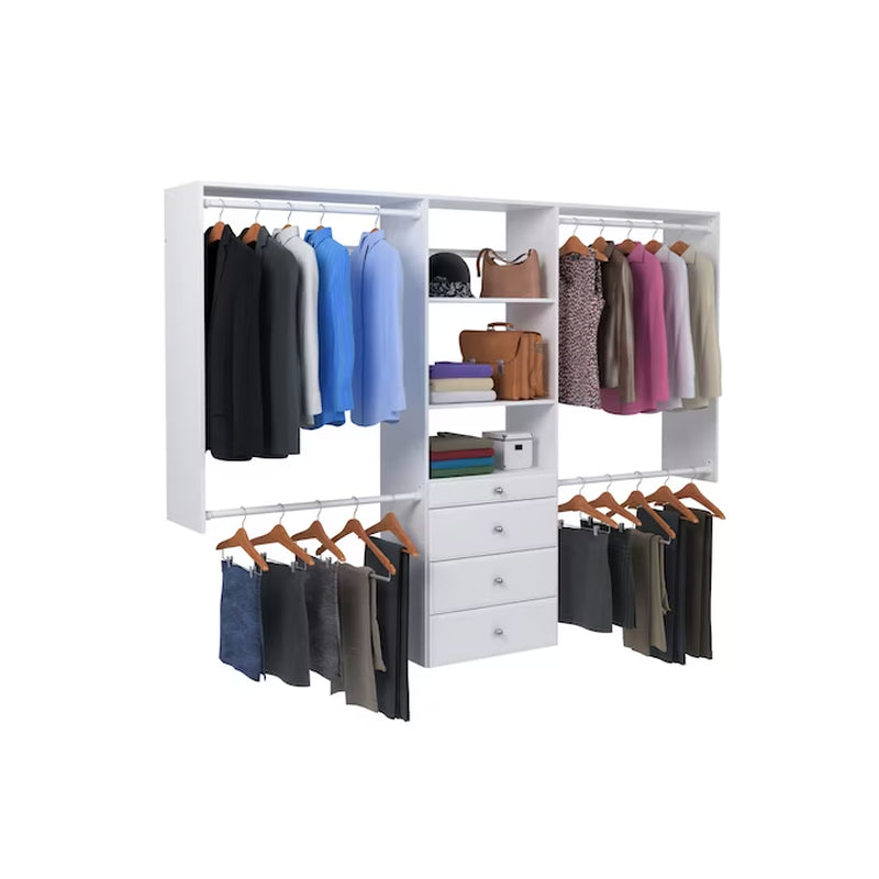 4-Ft to 8-Ft W X 6-Ft H White Solid Shelving Wood Closet System