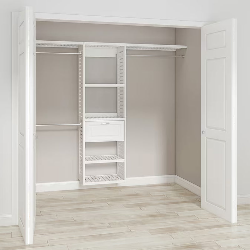 Hartford 5-Ft to 8-Ft W X 6.33-Ft H White Ventilated Shelving Wood Closet System