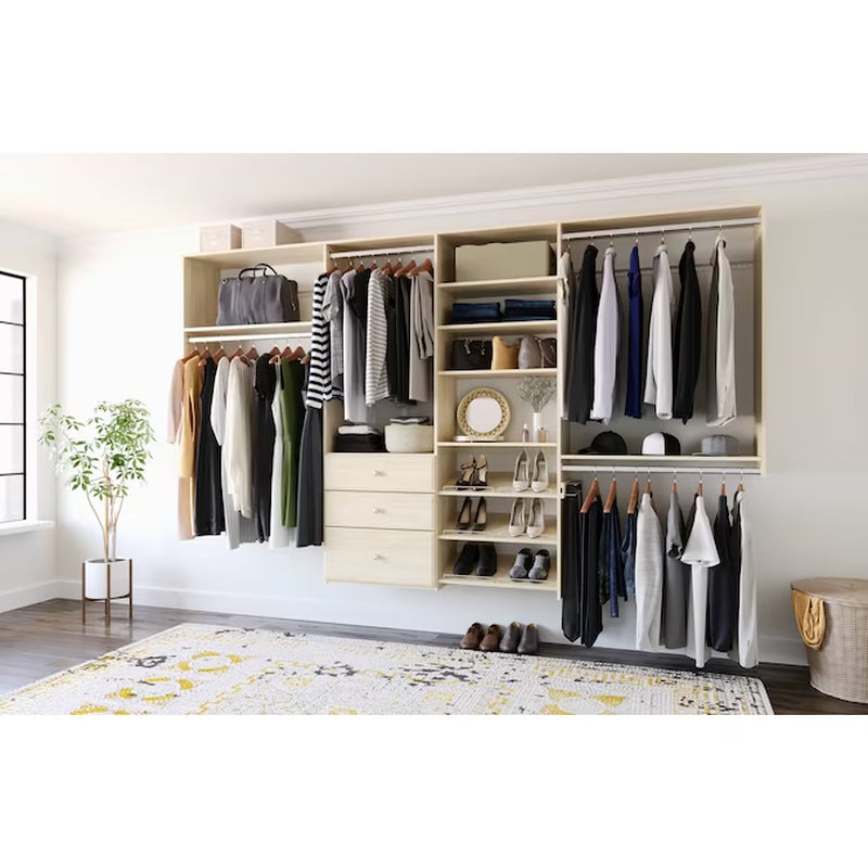 6-Ft to 10-Ft W X 6-Ft H White Solid Shelving Wood Closet System