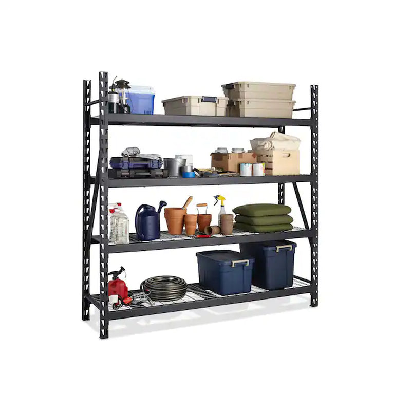 Muscle Rack Steel Heavy Duty 4-Tier Utility (84-In W X 24-In D X 84-In H) Gray, (1500-Lb Capacity per Shelf)
