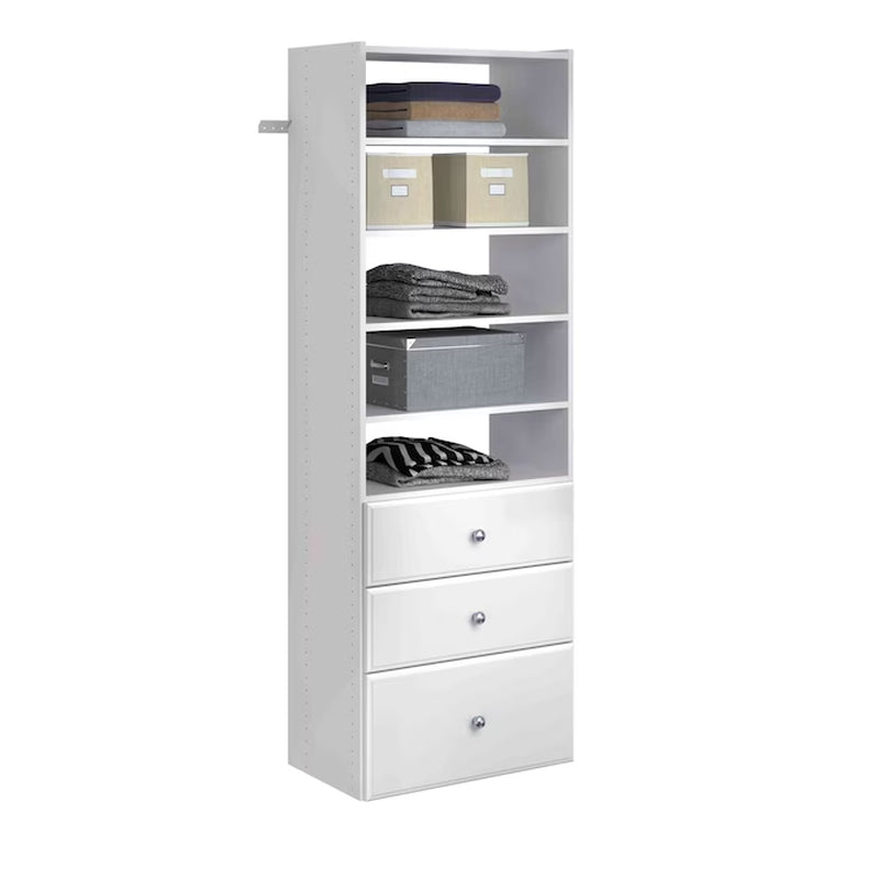 2.1-Ft to 2.1-Ft W X 7-Ft H White Solid Shelving Wood Closet System