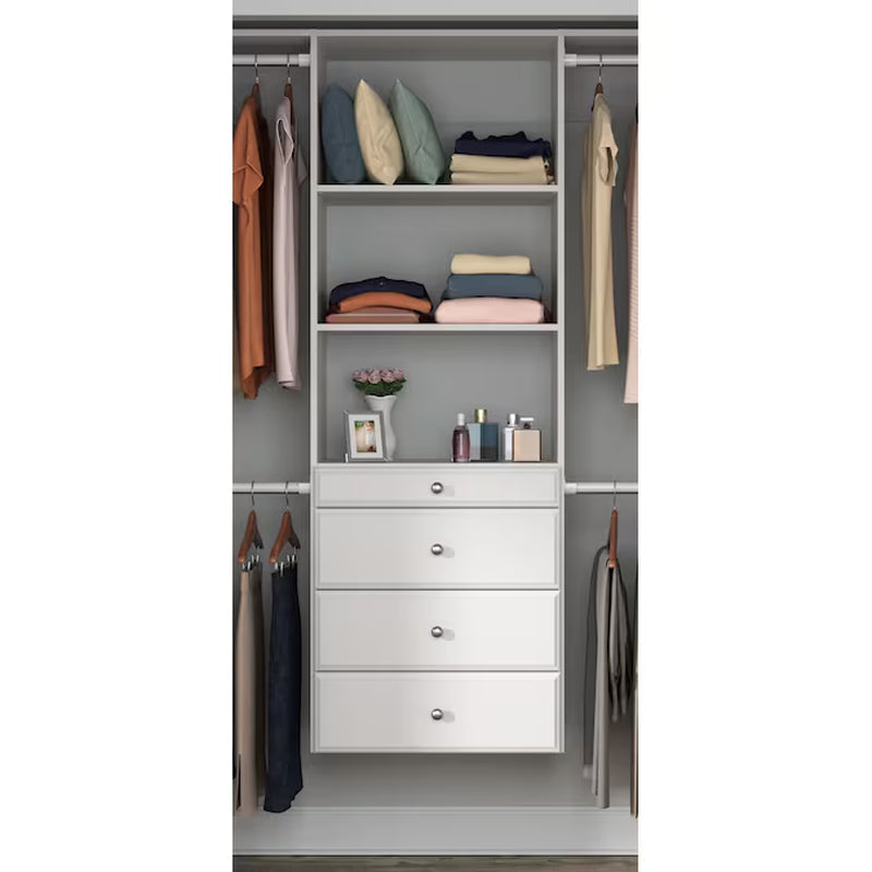 4-Ft to 8-Ft W X 6-Ft H White Solid Shelving Wood Closet System