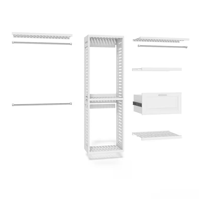 Hartford 5-Ft to 8-Ft W X 6.33-Ft H White Ventilated Shelving Wood Closet System