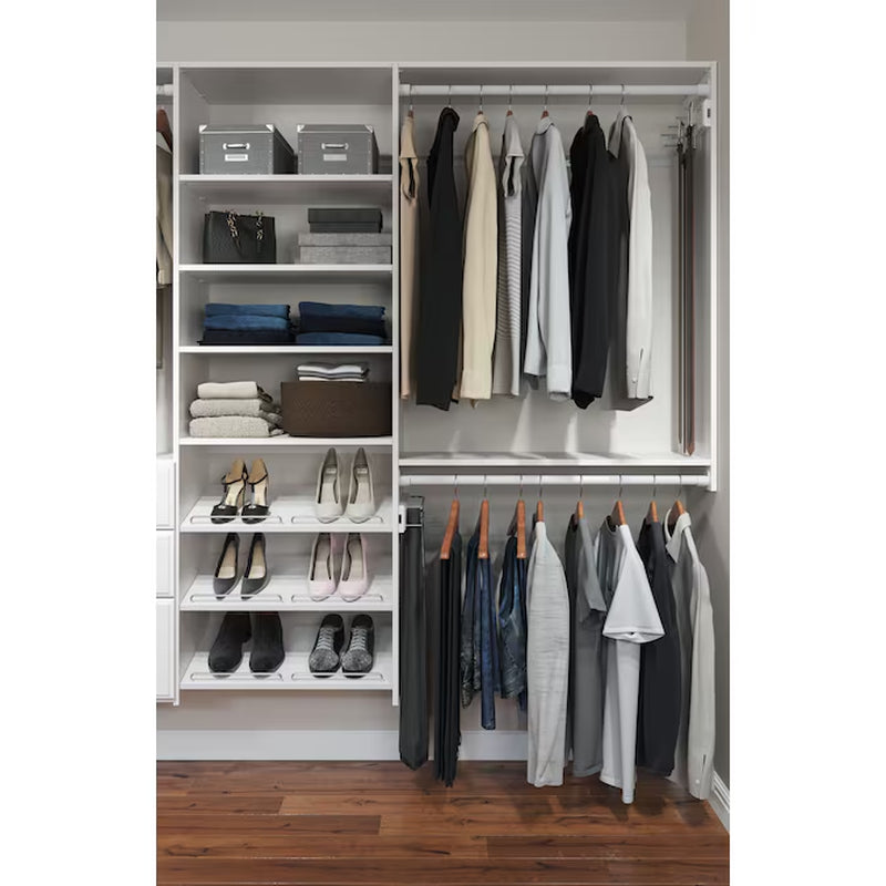 6-Ft to 10-Ft W X 6-Ft H White Solid Shelving Wood Closet System