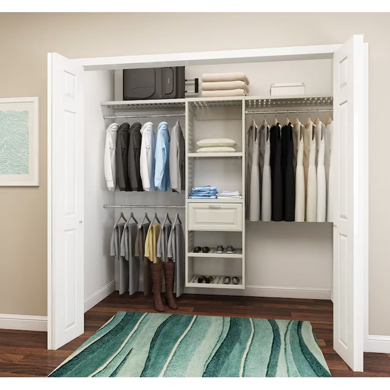 Hartford 5-Ft to 8-Ft W X 6.33-Ft H White Ventilated Shelving Wood Closet System