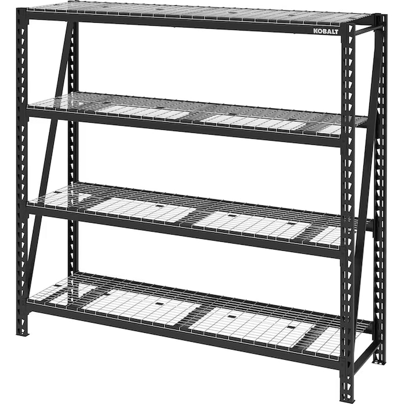 Bolted Steel Heavy Duty 4-Tier Utility Shelving Unit (77-In W X 24-In D X 72-In H), Black, (1500-Lb Capacity per Shelf)