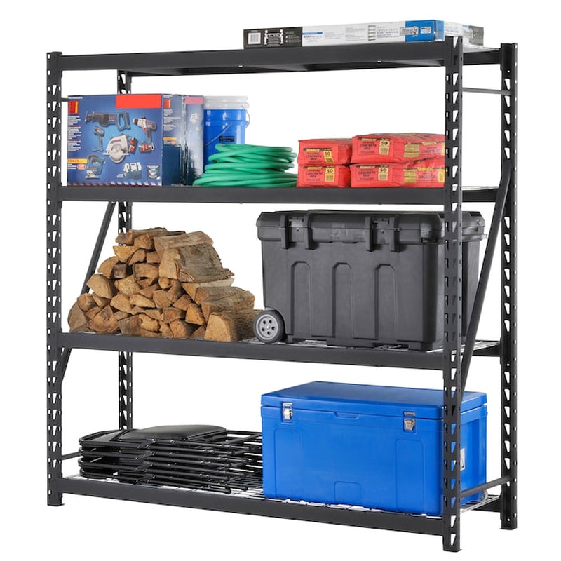 Muscle Rack Steel Heavy Duty 4-Tier Utility (84-In W X 24-In D X 84-In H) Gray, (1500-Lb Capacity per Shelf)