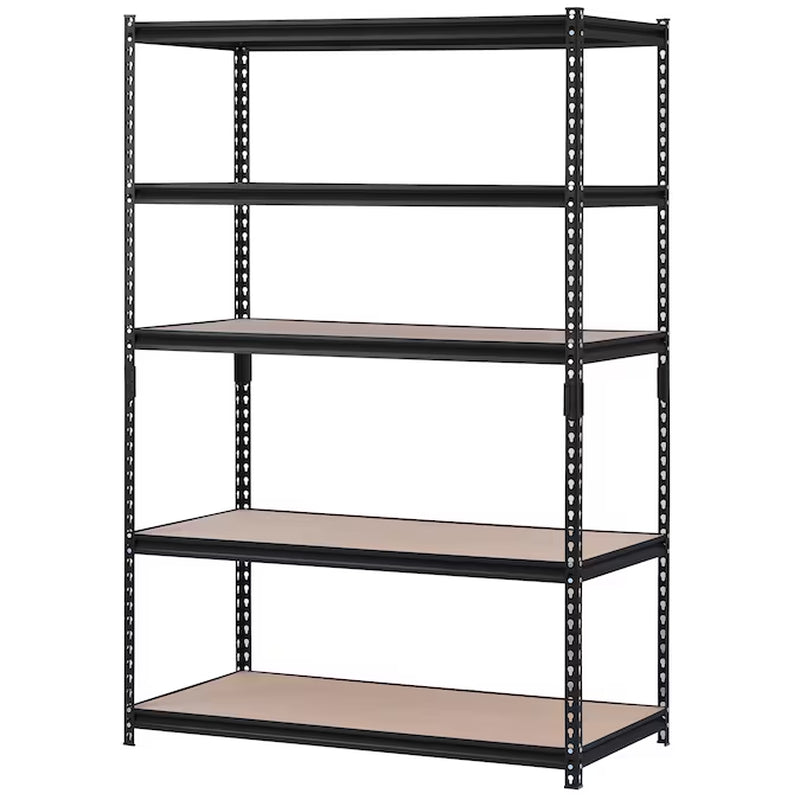 Metal Heavy Duty 5-Tier Utility Shelving Unit (48-In W X 24-In D X 72-In H), Black, (800-Lb Capacity per Shelf)