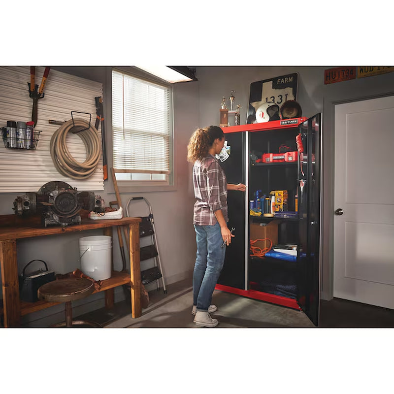 48-In W X 74-In H X 18-In D Freestanding Steel Garage Cabinet in Red